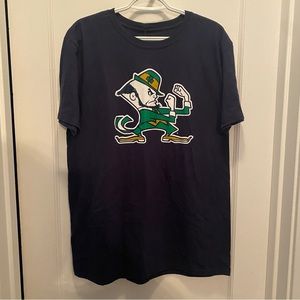 Notre Dame Fighting Irish Leprechaun Logo Navy Blue T-shirt Navy Blue - Large